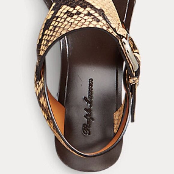Ralph Lauren Pre Fall ‘21 Wellington Collection Julie Tan Snakeskin Thong Sandal - Picture 1 of 17